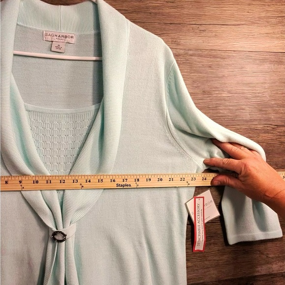 Sag Harbor Light Green Mint Pastel Cardigan Sweater - Picture 8 of 11